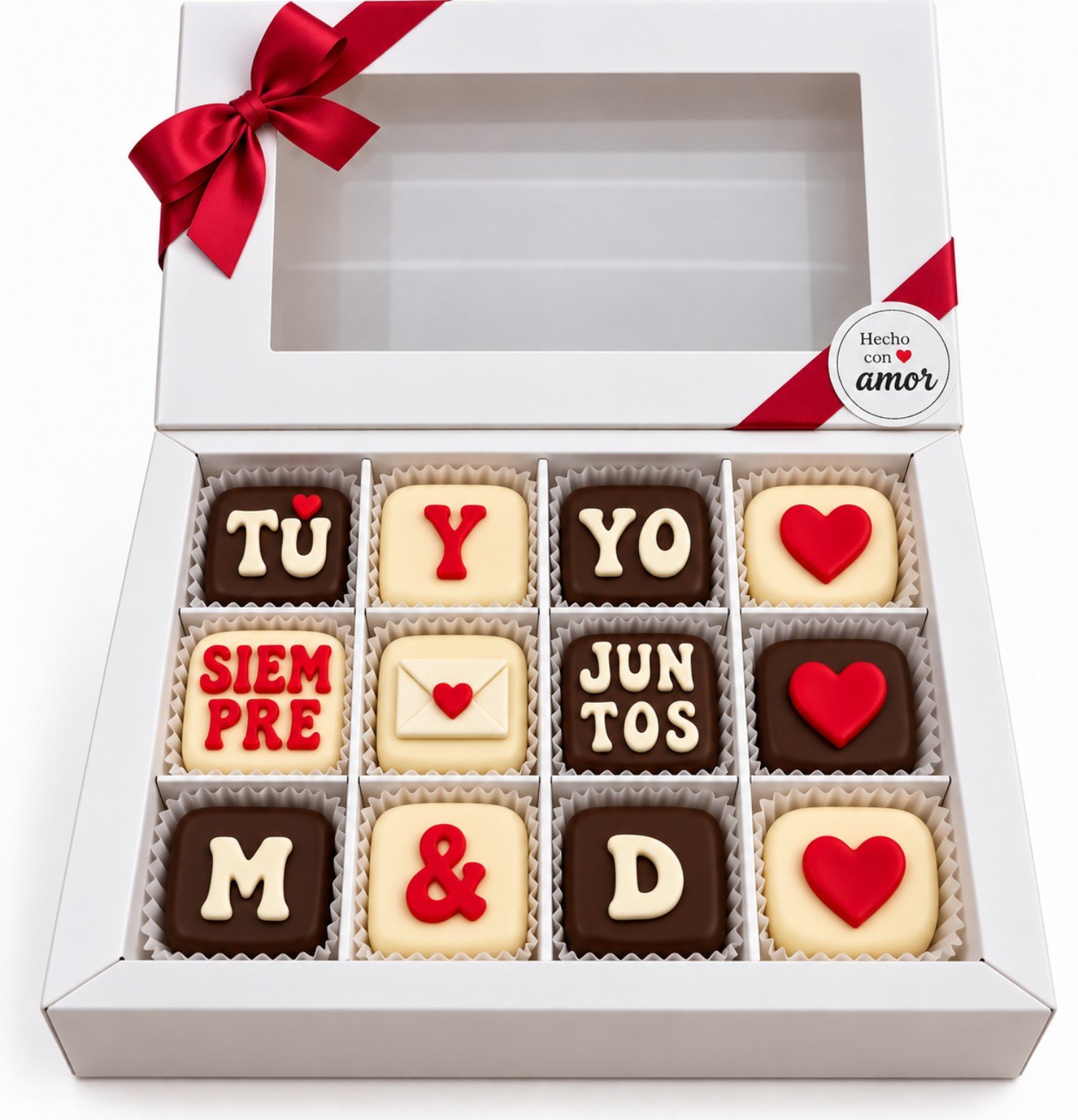 Caja de chocolates con decoración directa