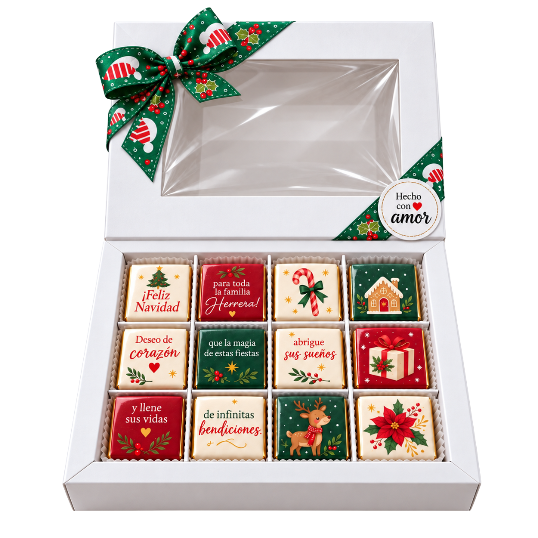 Caja de 12 chocolates – Dulces Deseos de Navidad