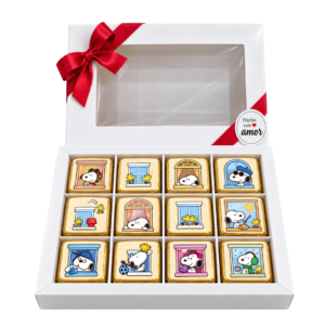 Caja de 12 chocolates – Snoopy y Woodstock